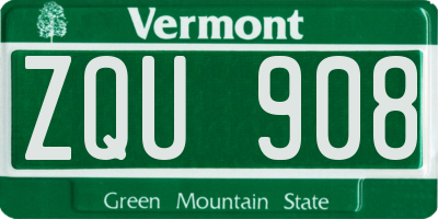 VT license plate ZQU908