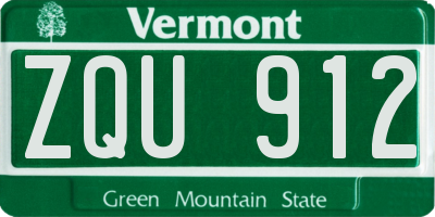 VT license plate ZQU912