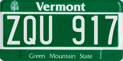 VT license plate ZQU917