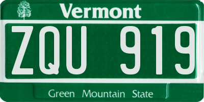 VT license plate ZQU919