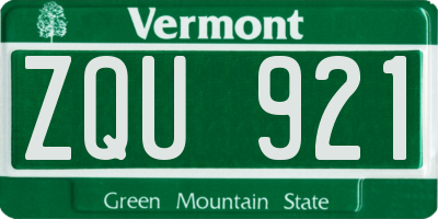 VT license plate ZQU921