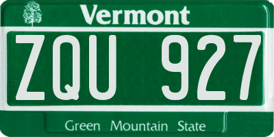 VT license plate ZQU927
