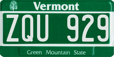 VT license plate ZQU929