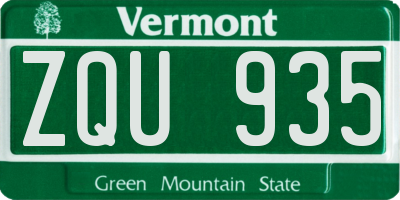 VT license plate ZQU935