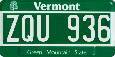 VT license plate ZQU936