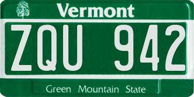 VT license plate ZQU942