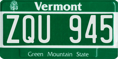 VT license plate ZQU945