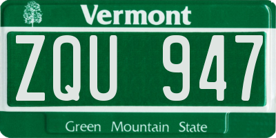VT license plate ZQU947