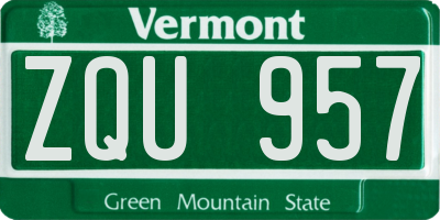 VT license plate ZQU957