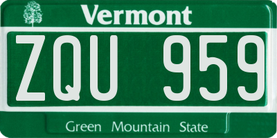 VT license plate ZQU959