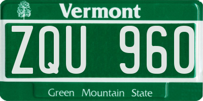 VT license plate ZQU960