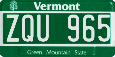 VT license plate ZQU965