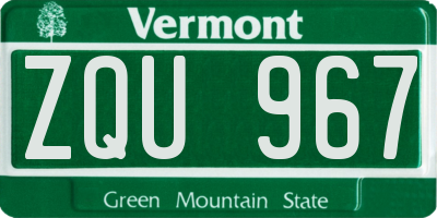 VT license plate ZQU967