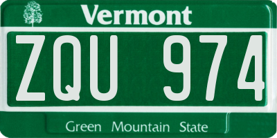 VT license plate ZQU974