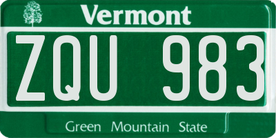 VT license plate ZQU983