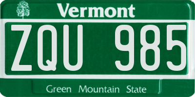 VT license plate ZQU985