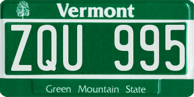 VT license plate ZQU995