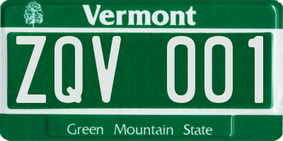 VT license plate ZQV001