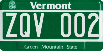 VT license plate ZQV002