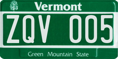 VT license plate ZQV005