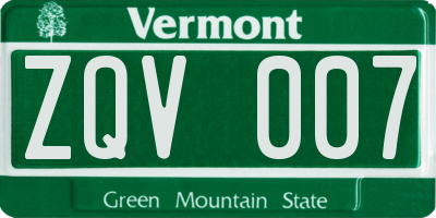 VT license plate ZQV007