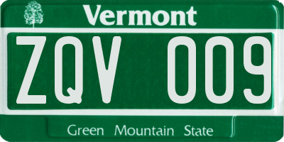 VT license plate ZQV009
