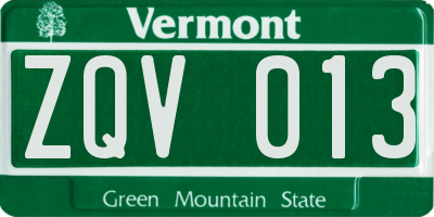VT license plate ZQV013