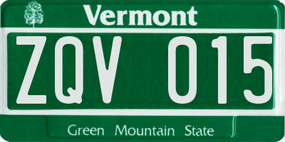 VT license plate ZQV015