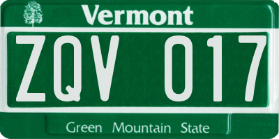 VT license plate ZQV017