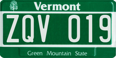 VT license plate ZQV019