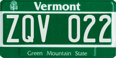 VT license plate ZQV022