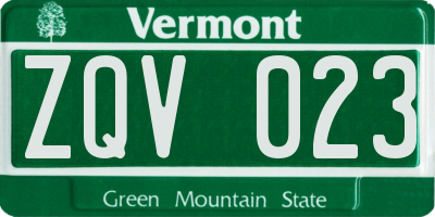 VT license plate ZQV023