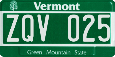 VT license plate ZQV025
