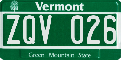 VT license plate ZQV026