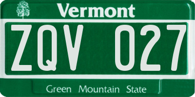 VT license plate ZQV027