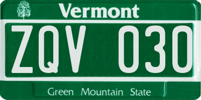 VT license plate ZQV030