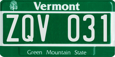 VT license plate ZQV031