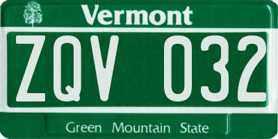 VT license plate ZQV032