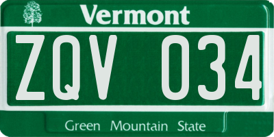 VT license plate ZQV034