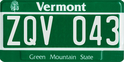 VT license plate ZQV043
