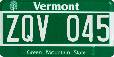 VT license plate ZQV045