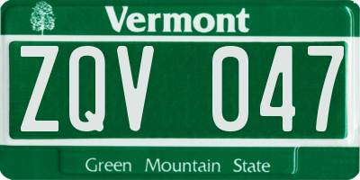 VT license plate ZQV047