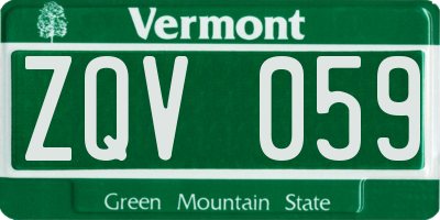 VT license plate ZQV059