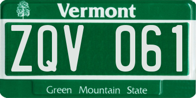 VT license plate ZQV061