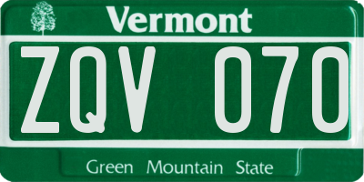 VT license plate ZQV070
