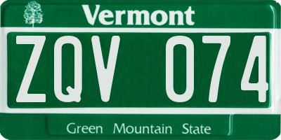 VT license plate ZQV074