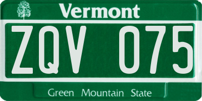 VT license plate ZQV075