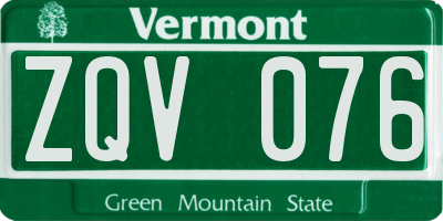 VT license plate ZQV076