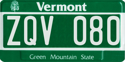 VT license plate ZQV080