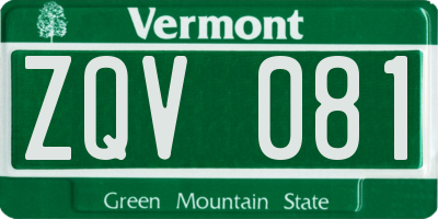 VT license plate ZQV081